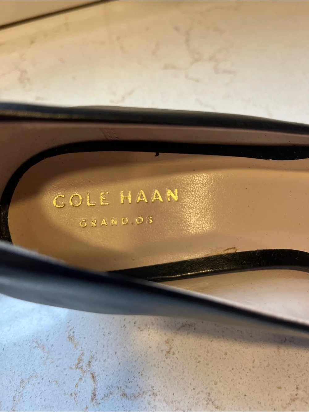 Cole Haan Black Leather Pointed-Toe Kitten Heels